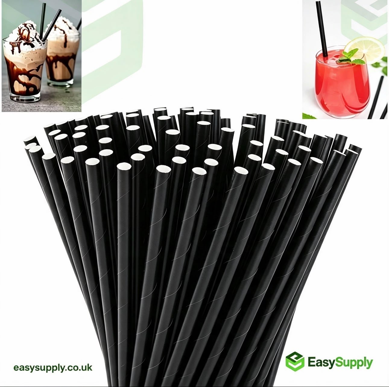 Black paper smoothie straws view 5