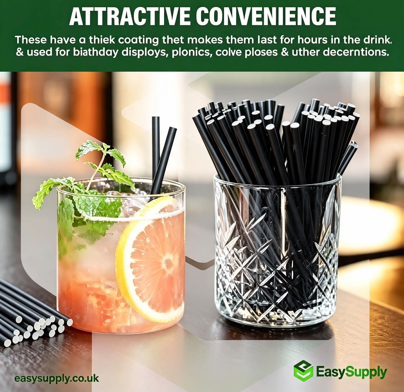 Black paper smoothie straws view 7