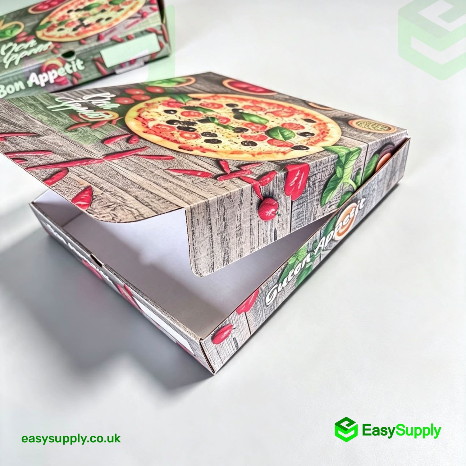 18 inch Bon Appetit pizza box lid design detail