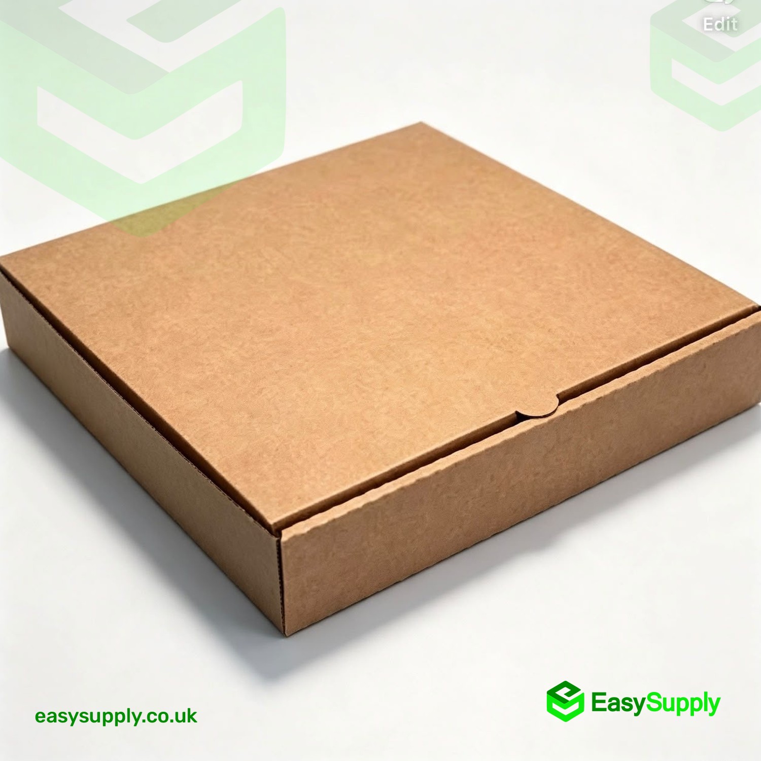 Closed plain brown kraft pizza box