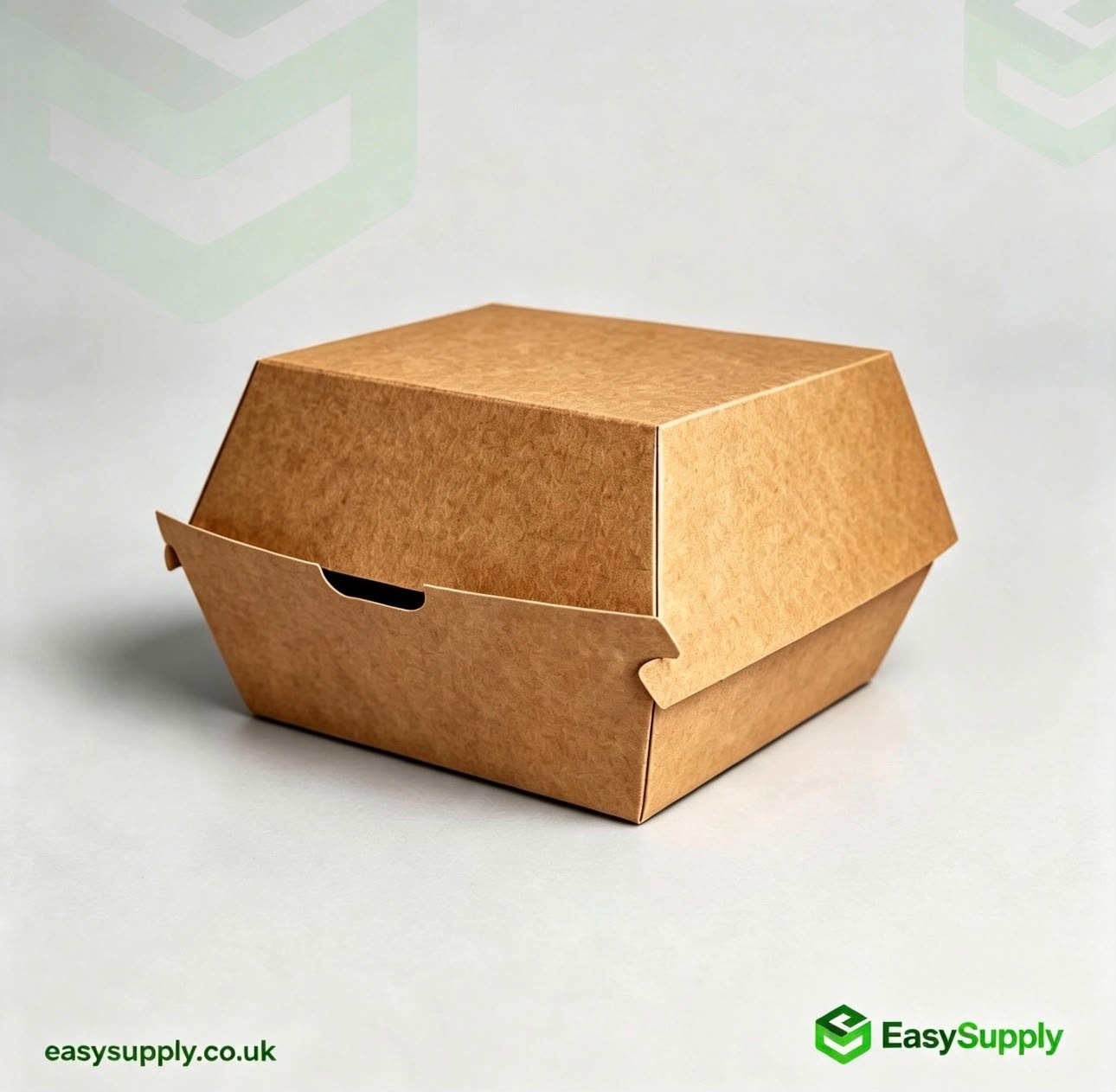 Kraft burger box closed angled view