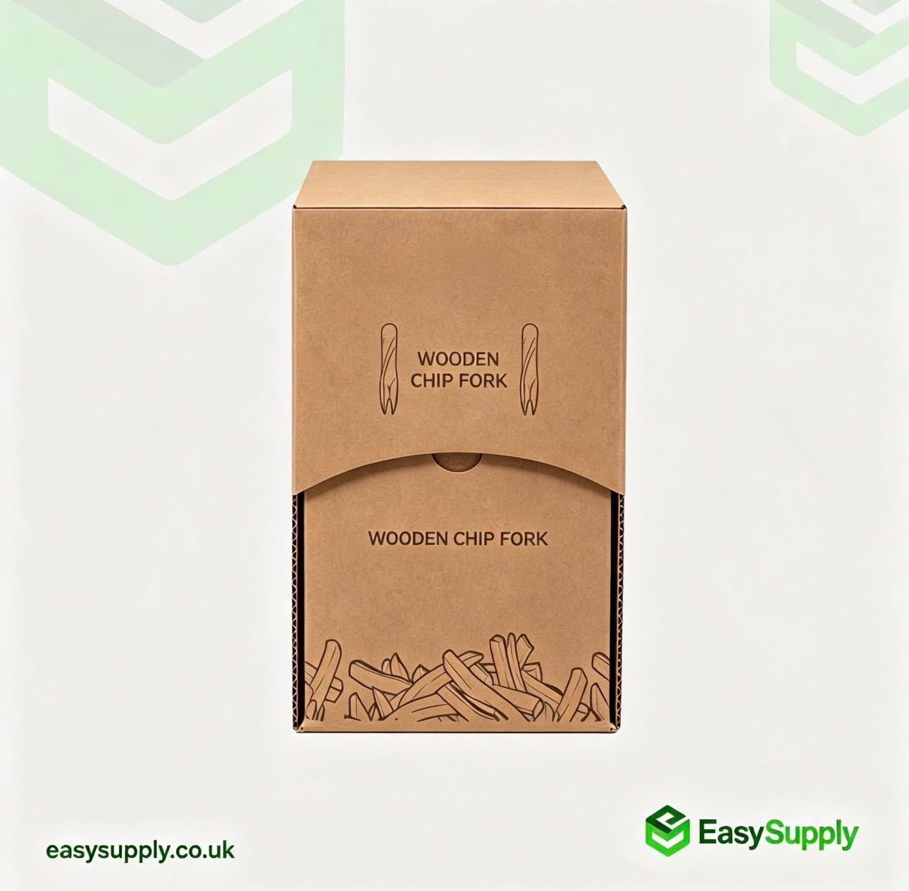 Wooden chip fork dispenser box closed