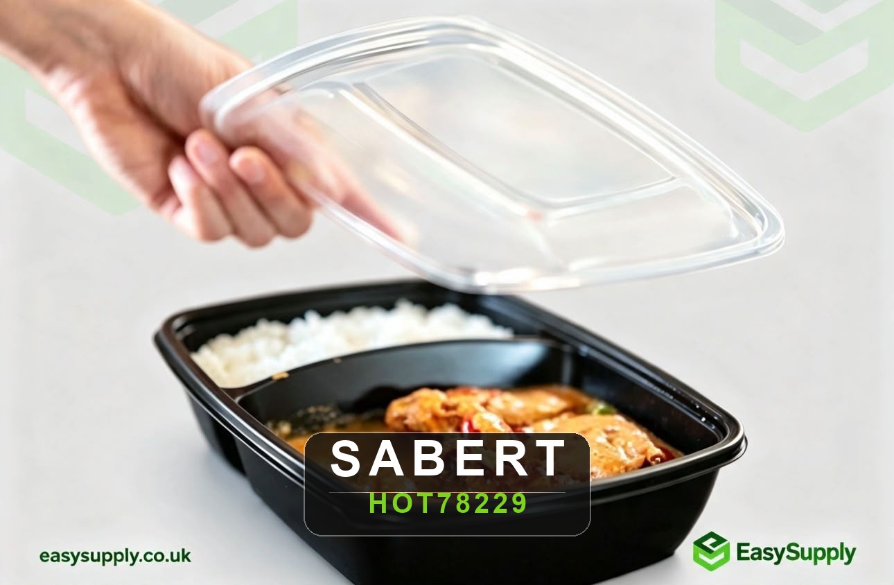 Sabert Rectangular Container 2 Compartments Black 900ml