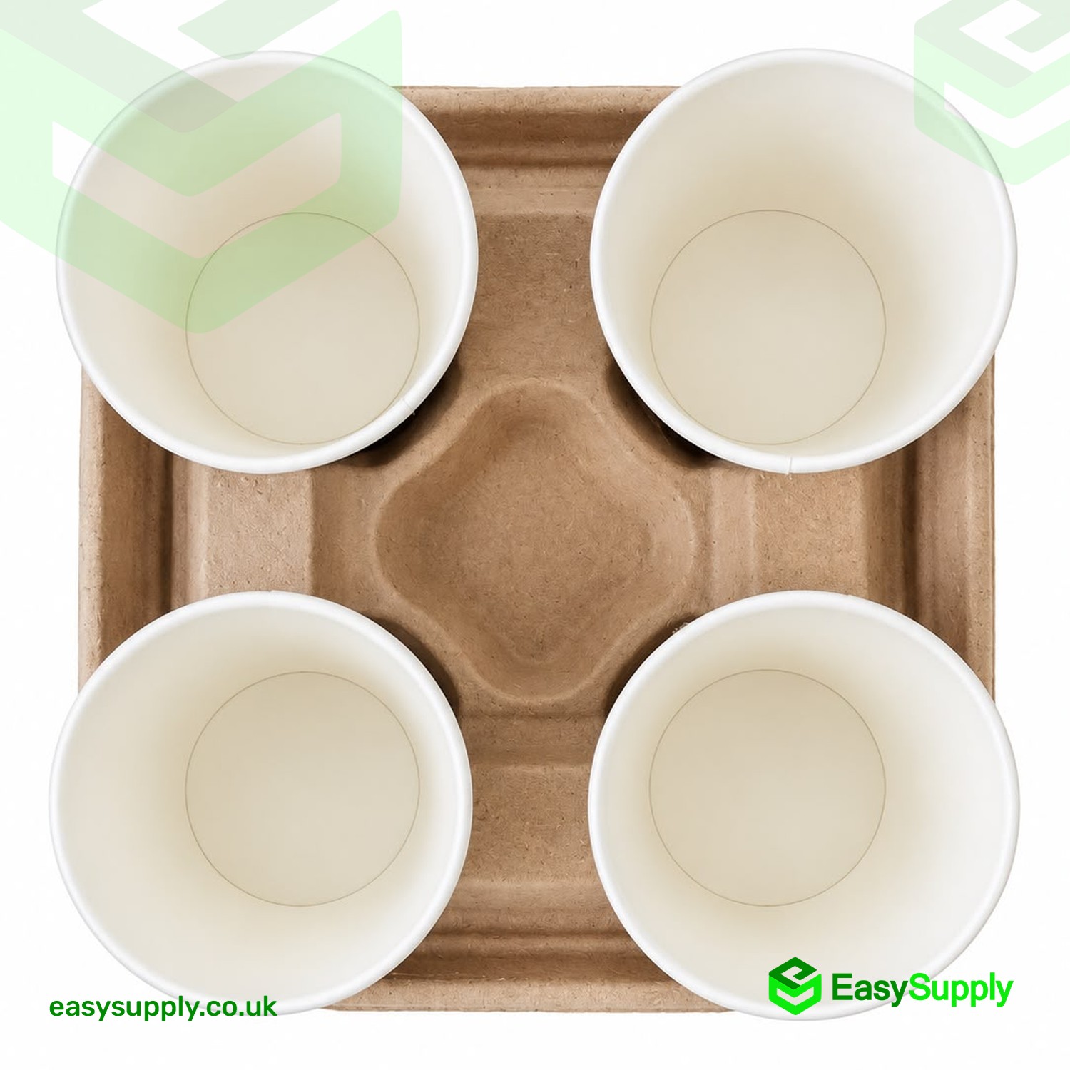 Top view of a 4 cup carrier with four paper cups
