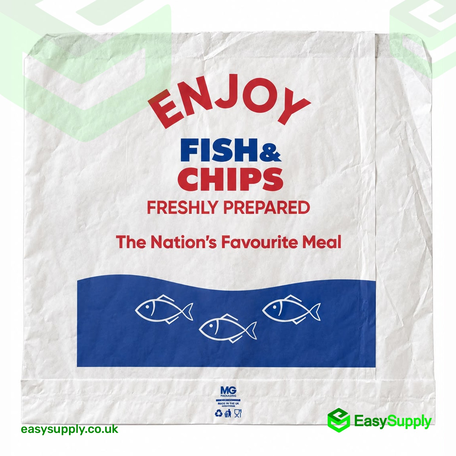ENJOY Fish & Chips Greaseproof Paper Bags Jumbo 350 x 290 mm 500 Pcs