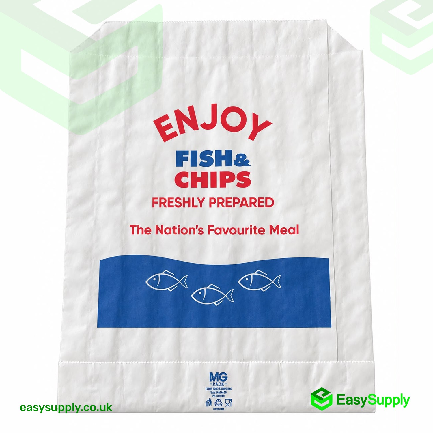 ENJOY Fish & Chips Greaseproof Paper Bags Medium 180 x 220 mm 250 Pcs