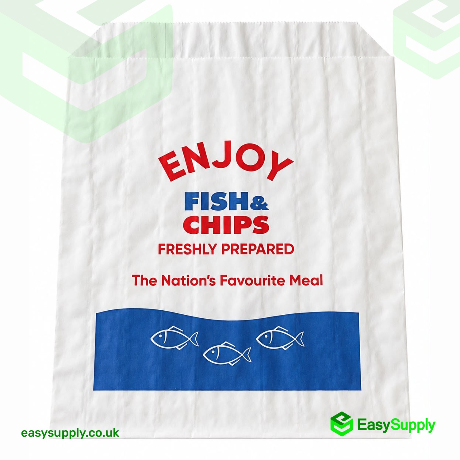 ENJOY Fish & Chips medium greaseproof bag, front