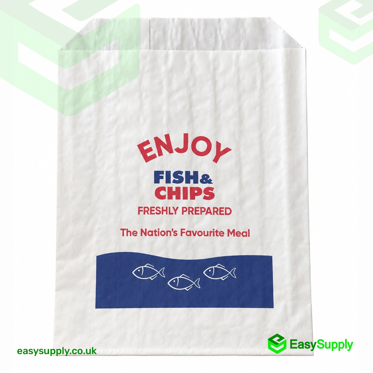 ENJOY Fish & Chips Greaseproof Paper Bags Small 150 x 70 x 190 mm 1000 Pcs