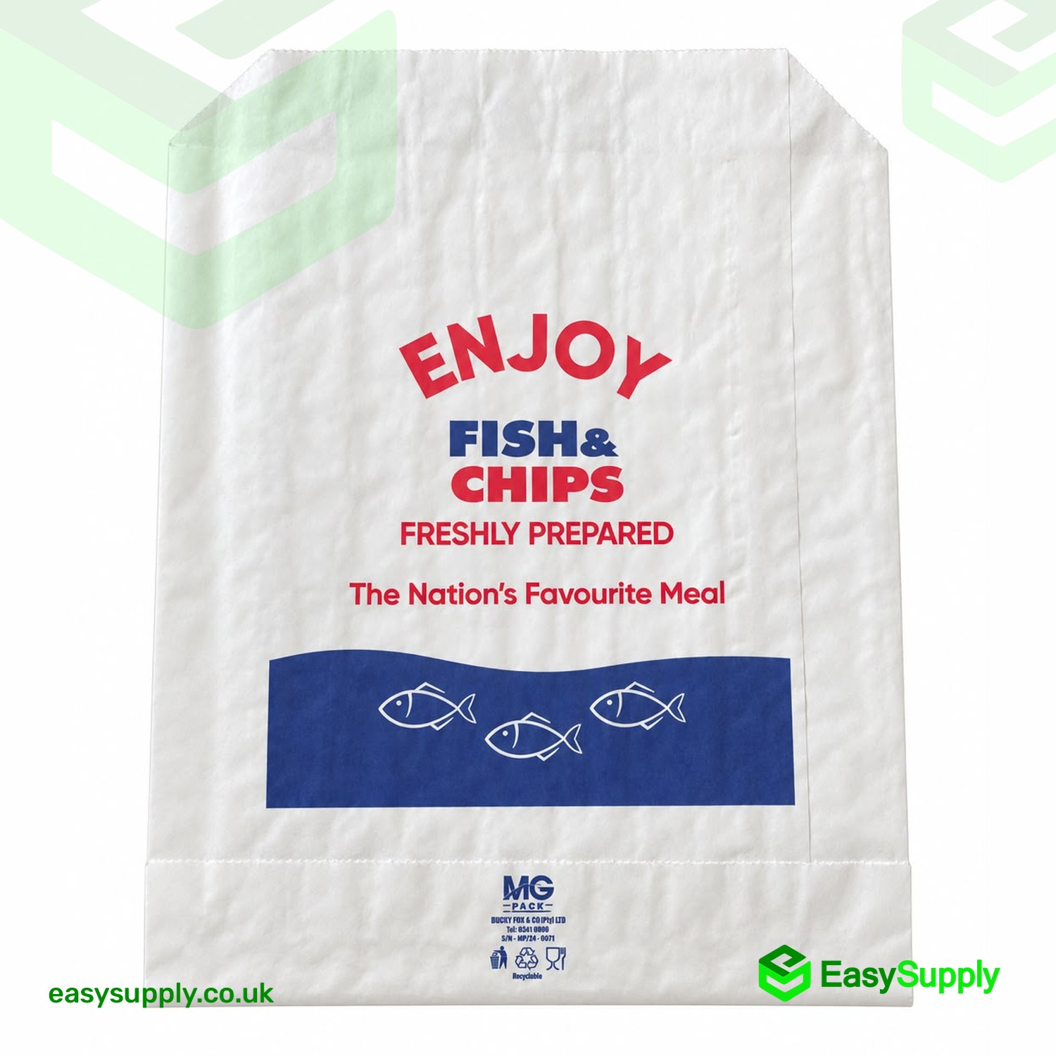 ENJOY Fish & Chips small greaseproof bag with folded base