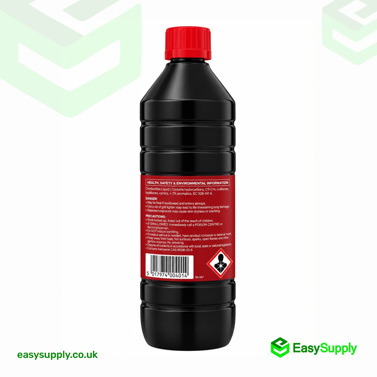 Homefire BBQ Lighting Fluid back label with health, safety and environmental information