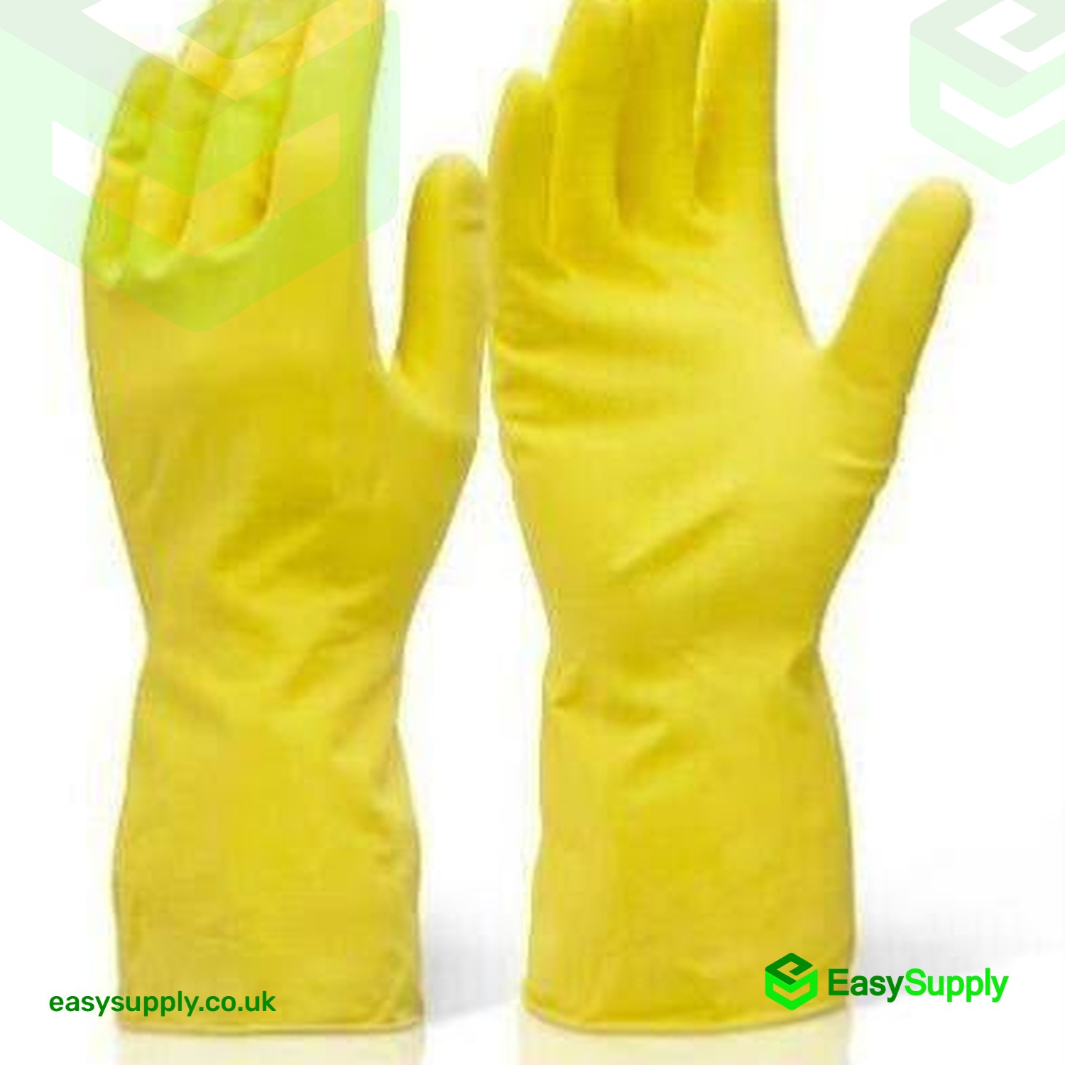 Pair of yellow Marigold Extra Life kitchen gloves showing the textured palm and roll-top cuff