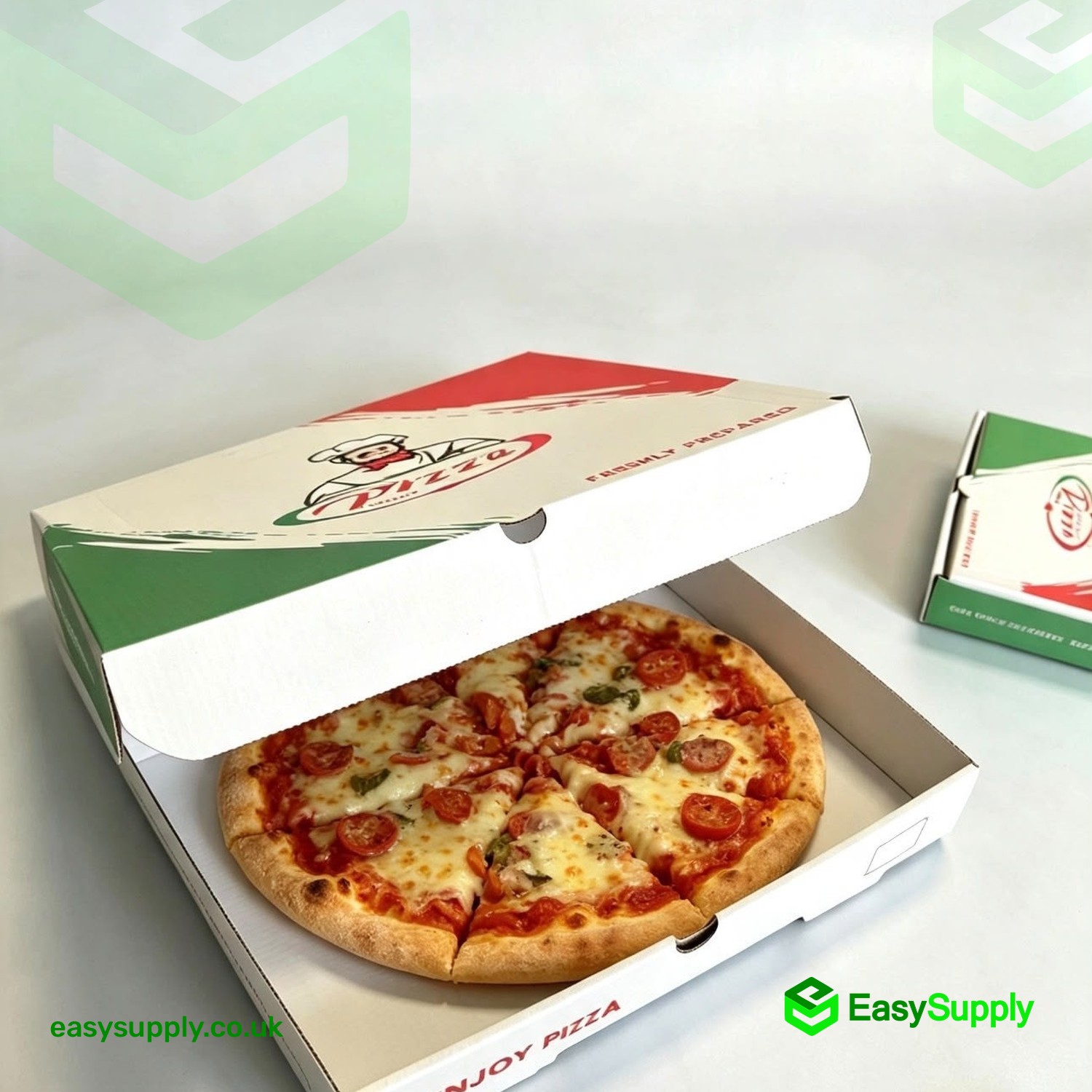 13" Pizza Box White Italian Print Premium Quality
