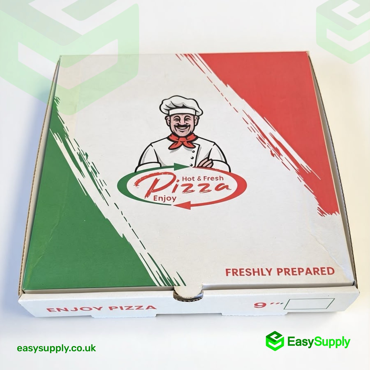 9" Pizza Box White Italian Print Premium Quality
