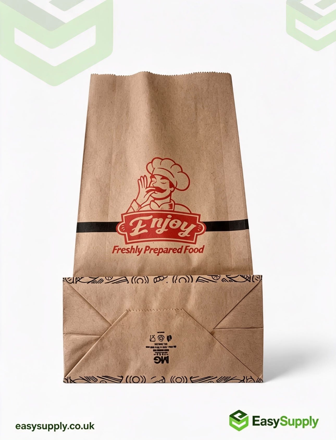 R4 brown kraft takeaway bag angled view