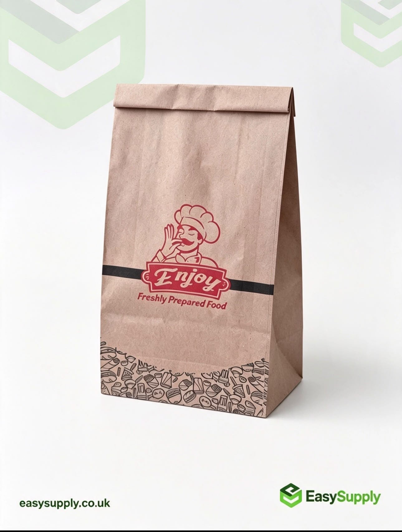 R4 brown kraft takeaway bag front and flat
