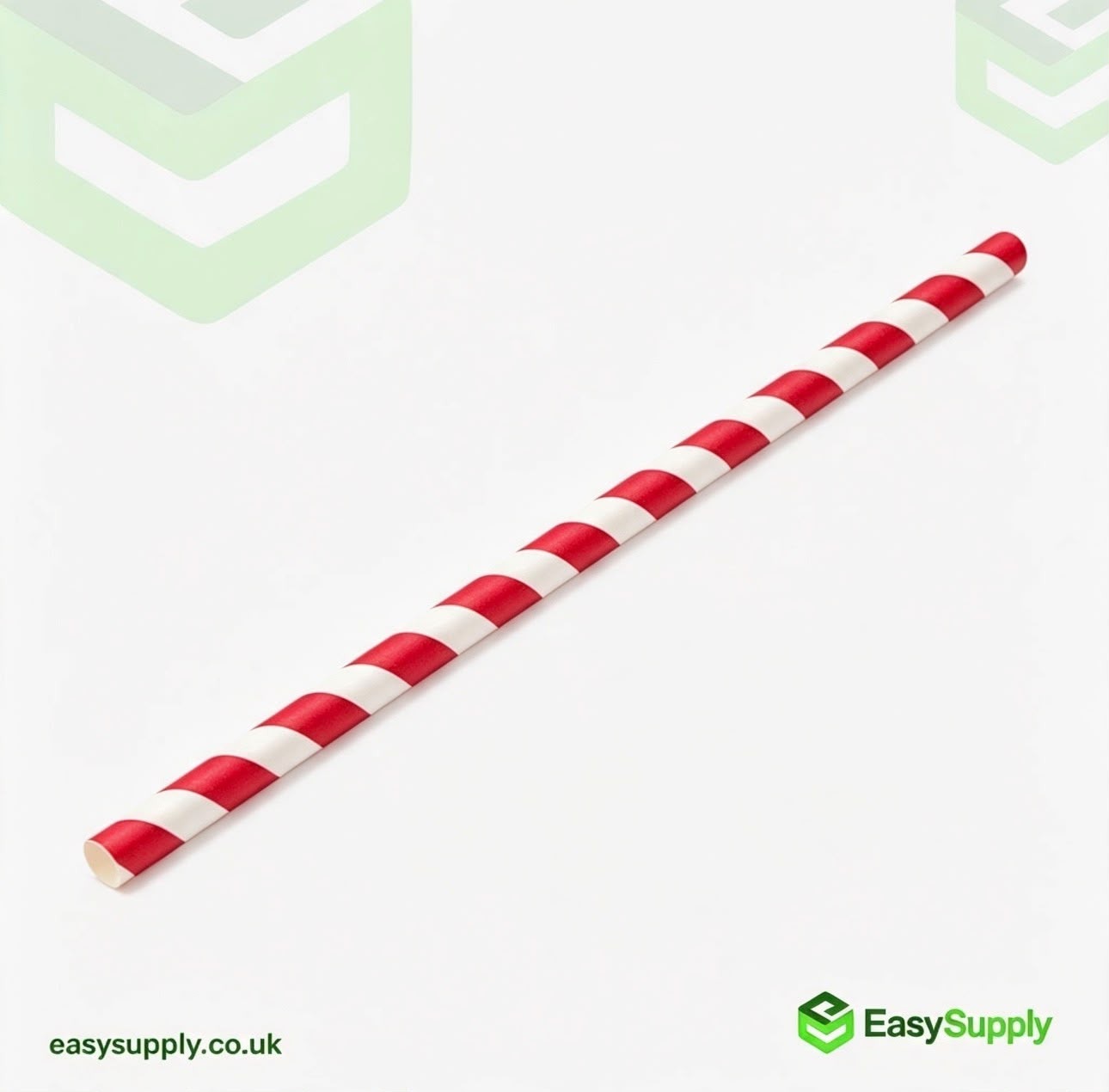 Red striped paper smoothie straws 8mm view 2