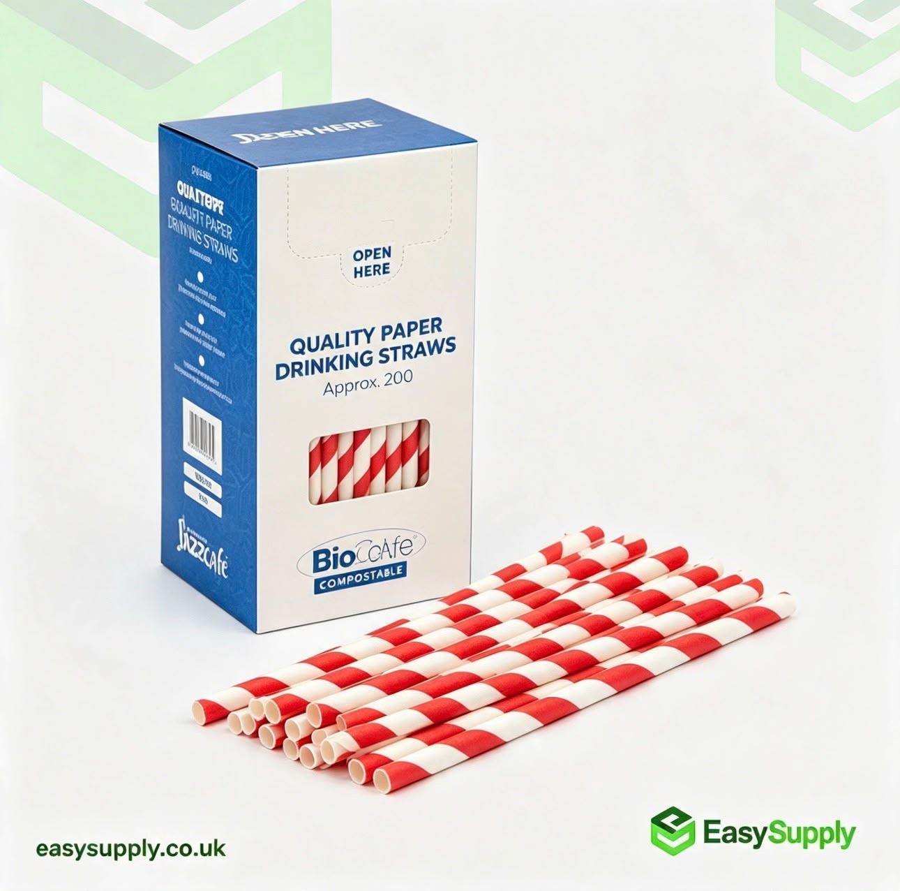 Red striped paper smoothie straws 8mm view 6