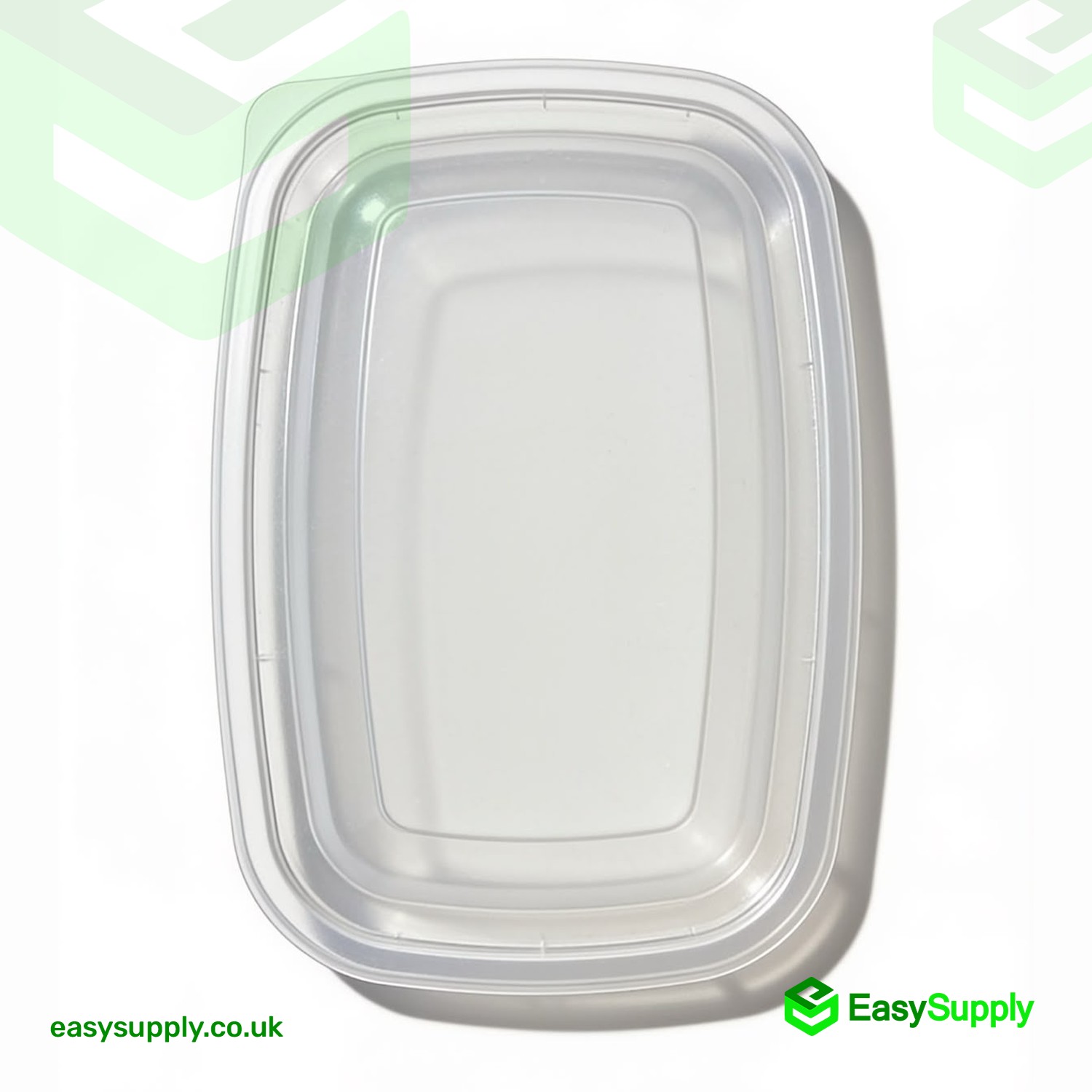 Top view of the clear 20 x 28 cm Sabert PP lid for rectangular containers