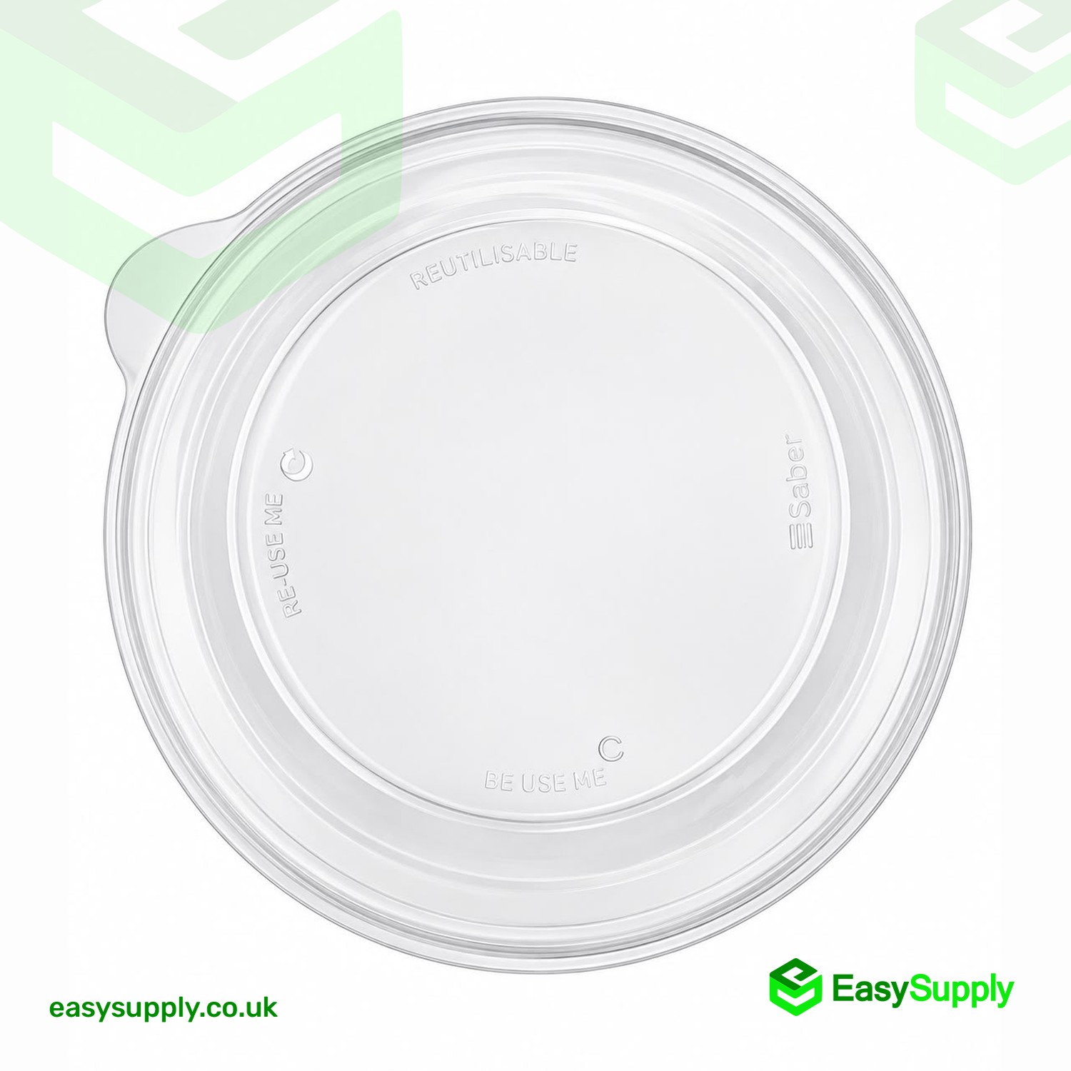 Clear PP lid for Sabert round food containers seen from above