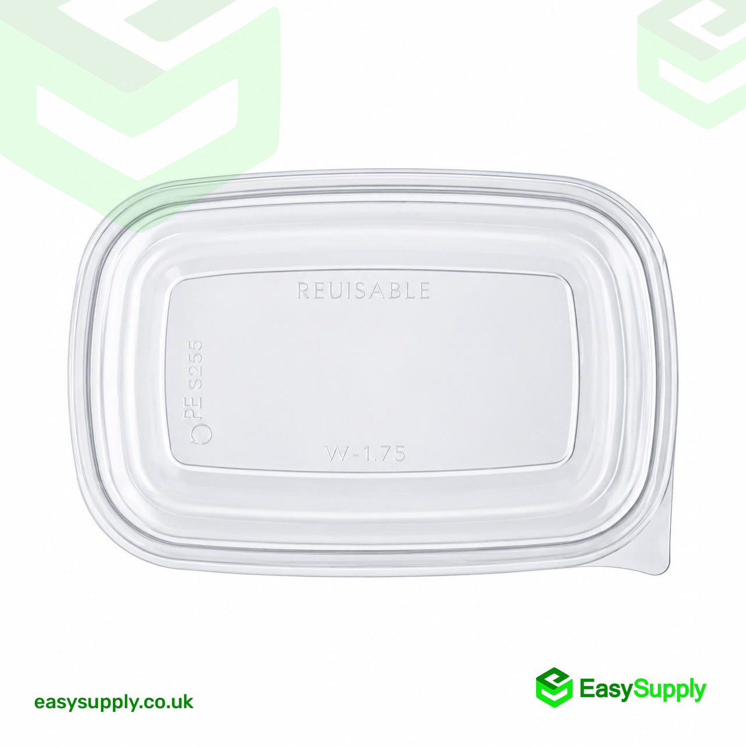 Clear rectangular PP lid for Sabert food containers - flat top view