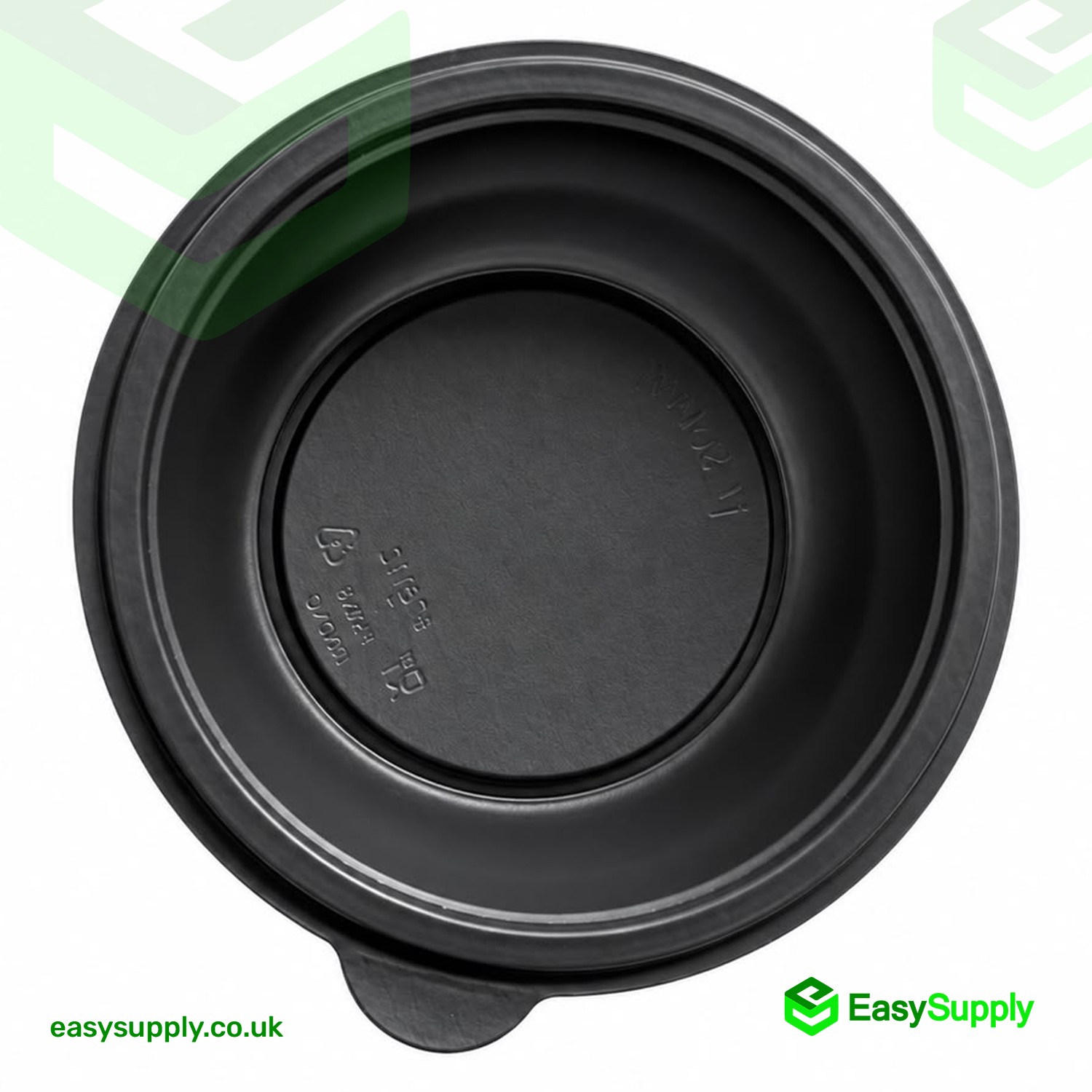 Top view inside the black Sabert 375ml round bowl