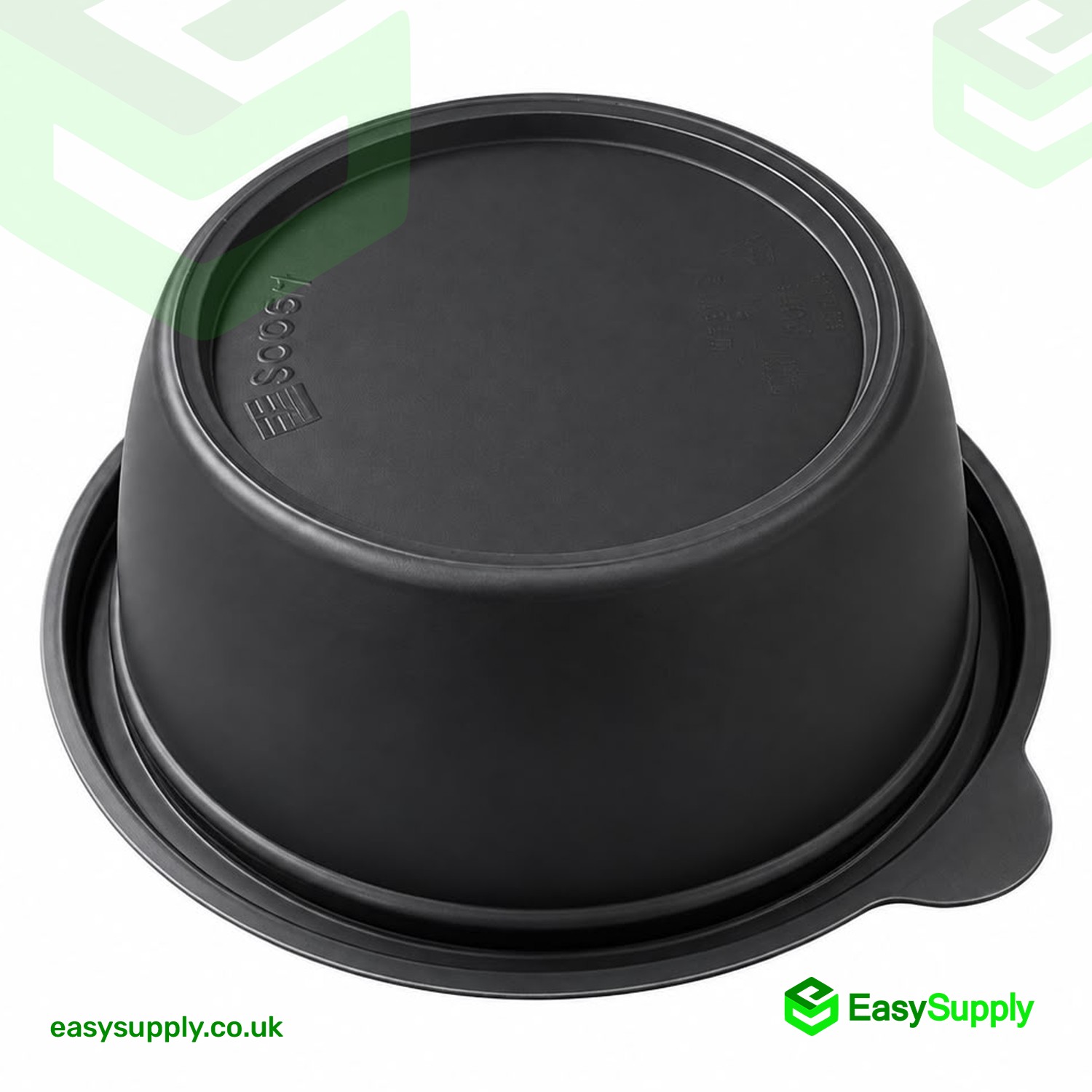 Underside of the black Sabert round 375ml container