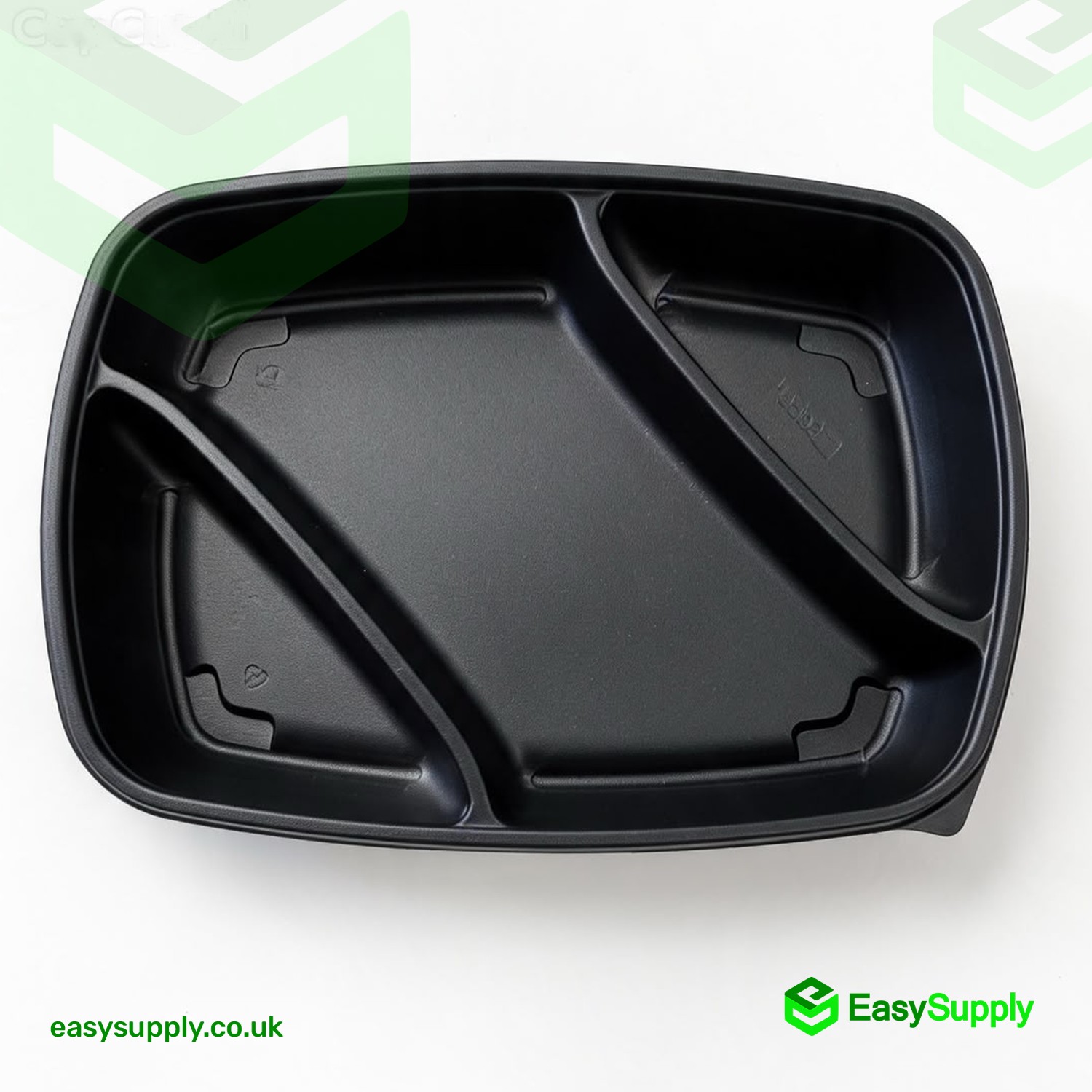 Sabert 3 Compartment Rectangular Container Black 975ml