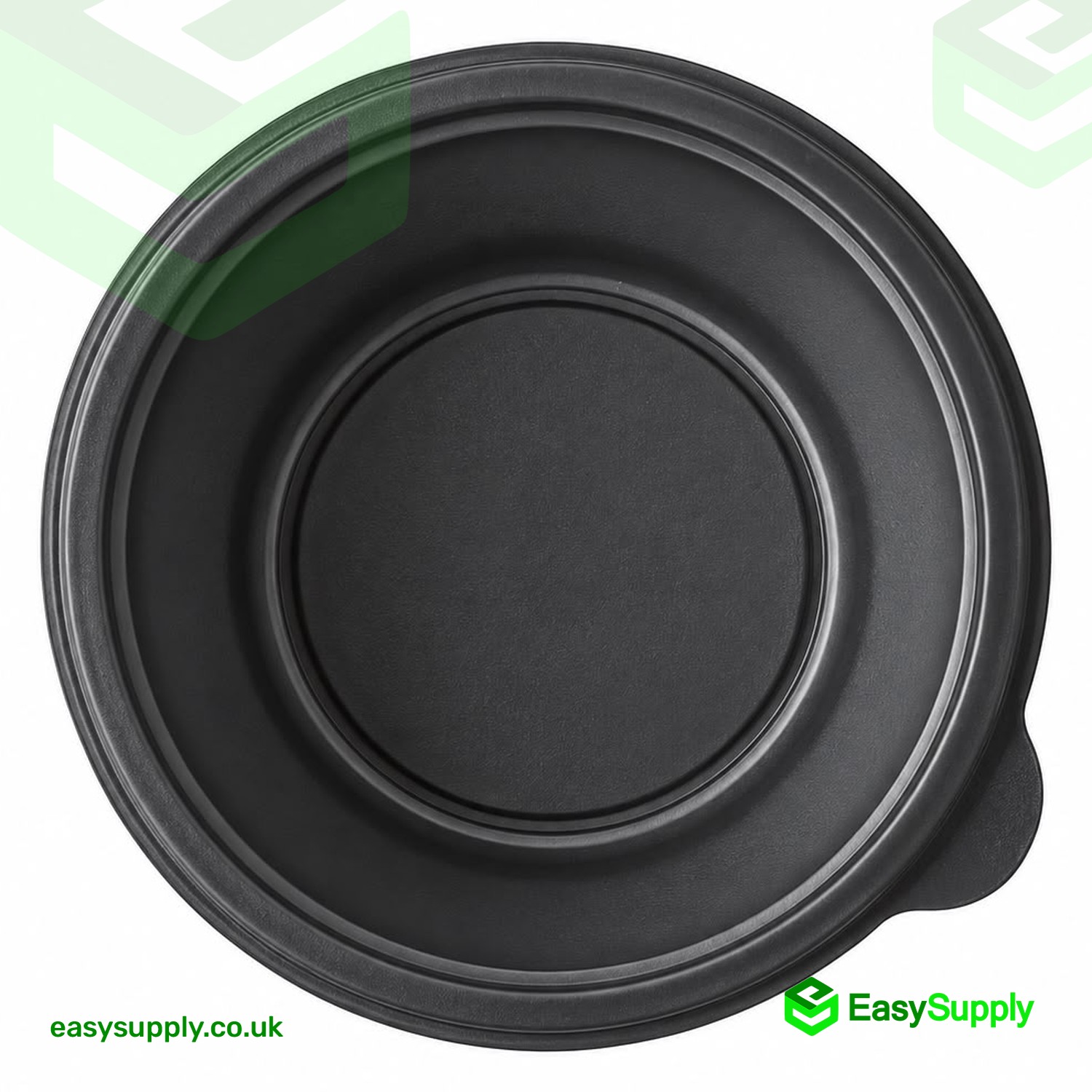 Top view inside the black Sabert 500ml round container
