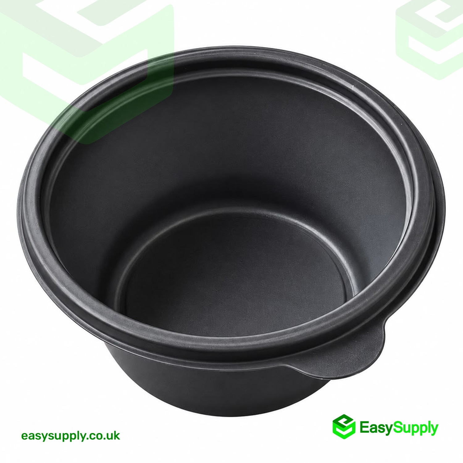 Black Sabert 500ml round bowl at an angle showing the side tab