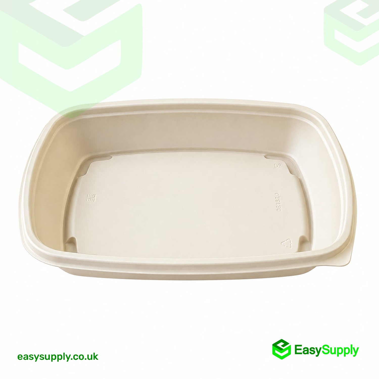 Sabert natural colour 600ml rectangular container viewed from the front