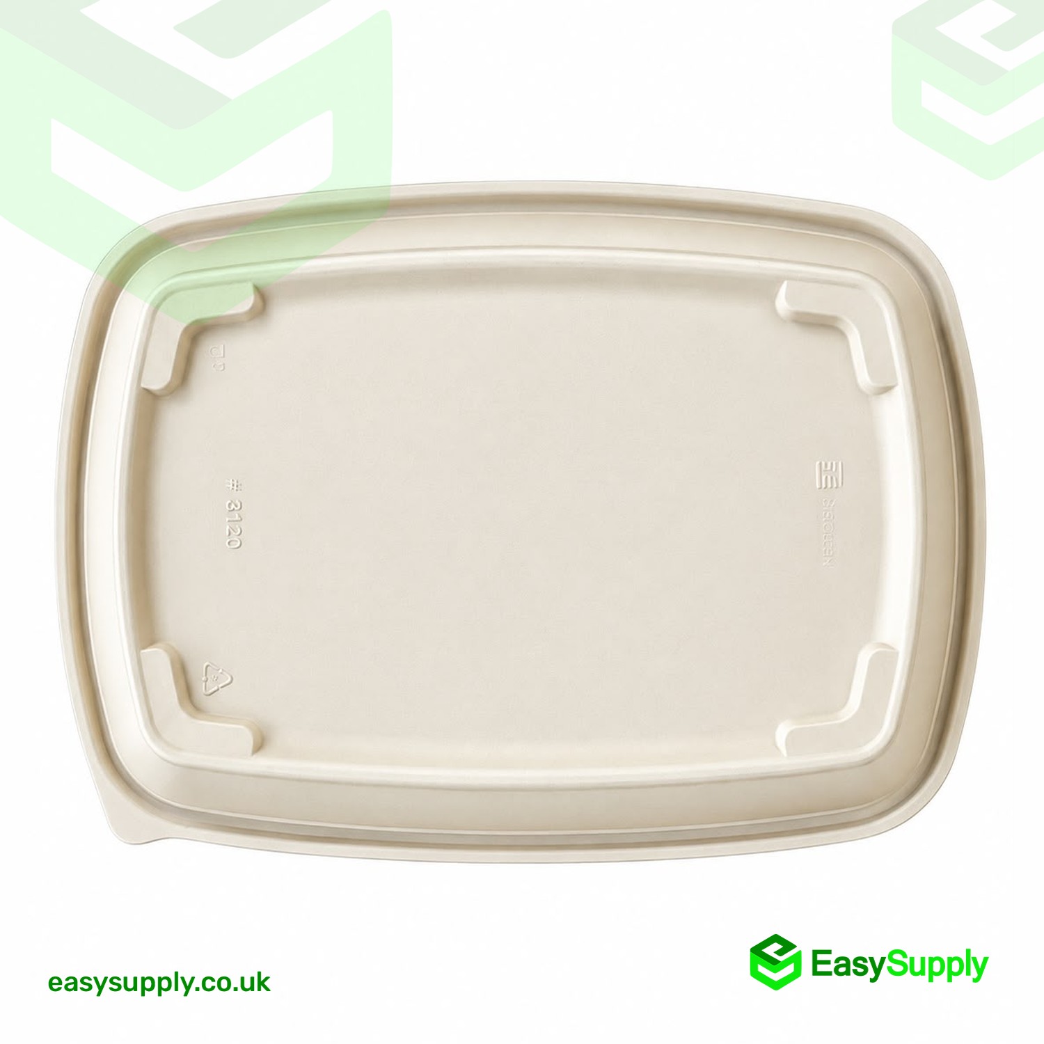 Flat base view of the Sabert natural 600ml container
