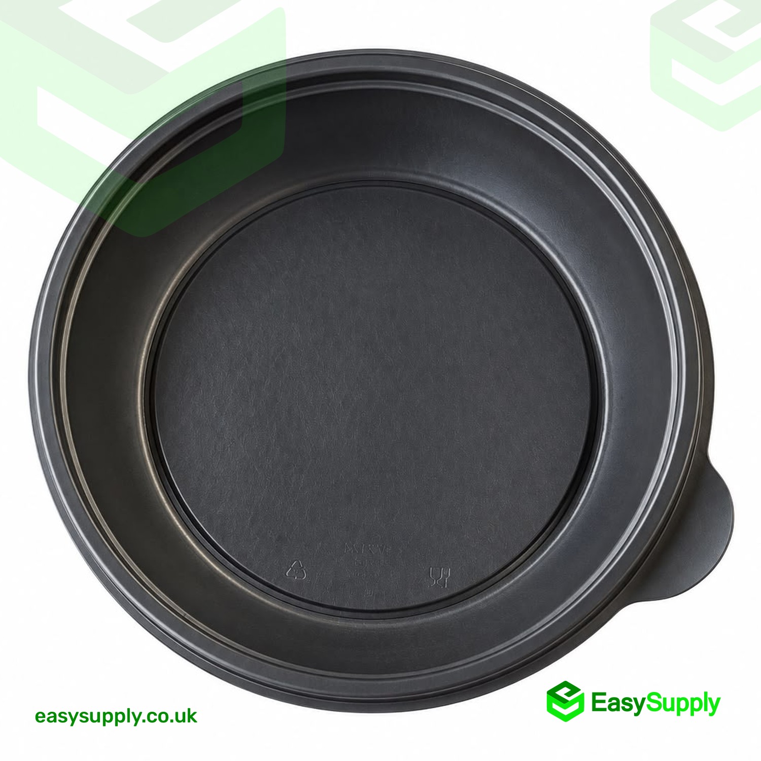 Top view inside the black Sabert 750ml round container