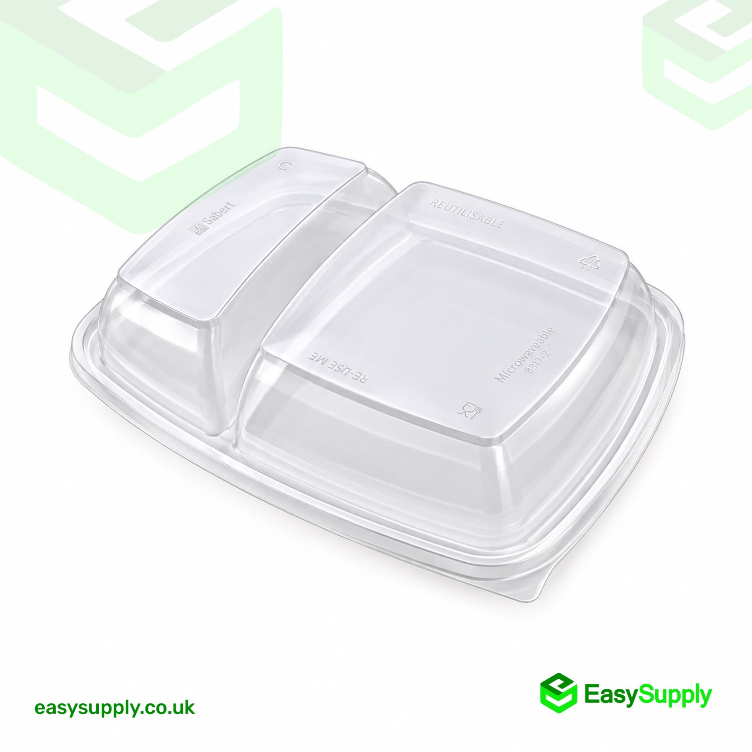 Sabert 2 Compartment Rectangular Vented Dome Lid PP Clear