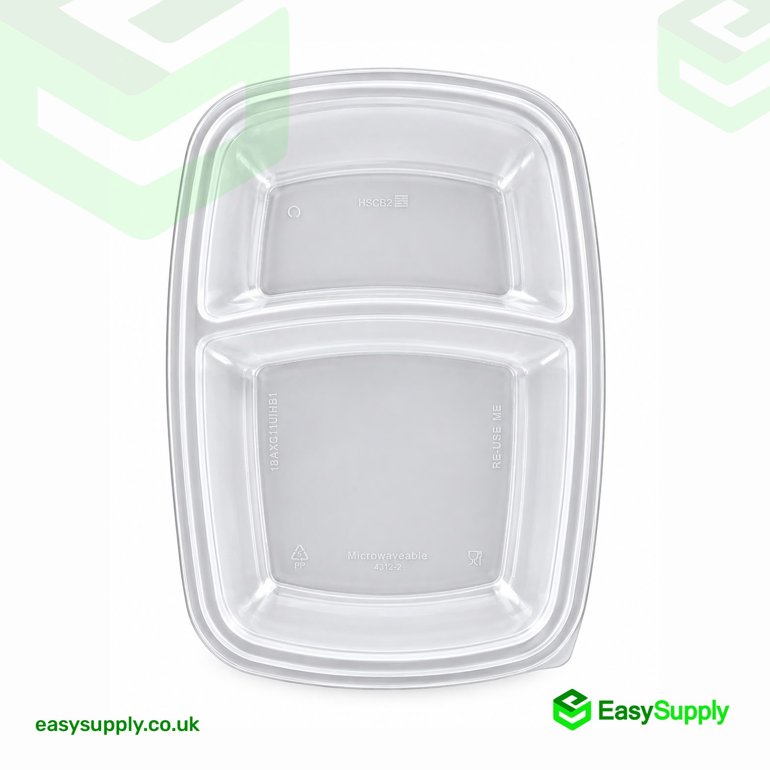 Sabert two compartment clear dome lid photographed from above