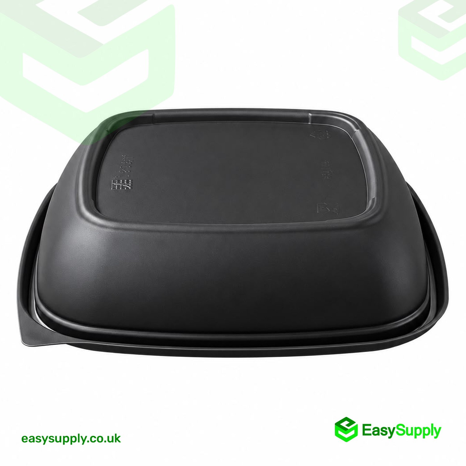 Black Sabert square container turned upside down showing the base and rim