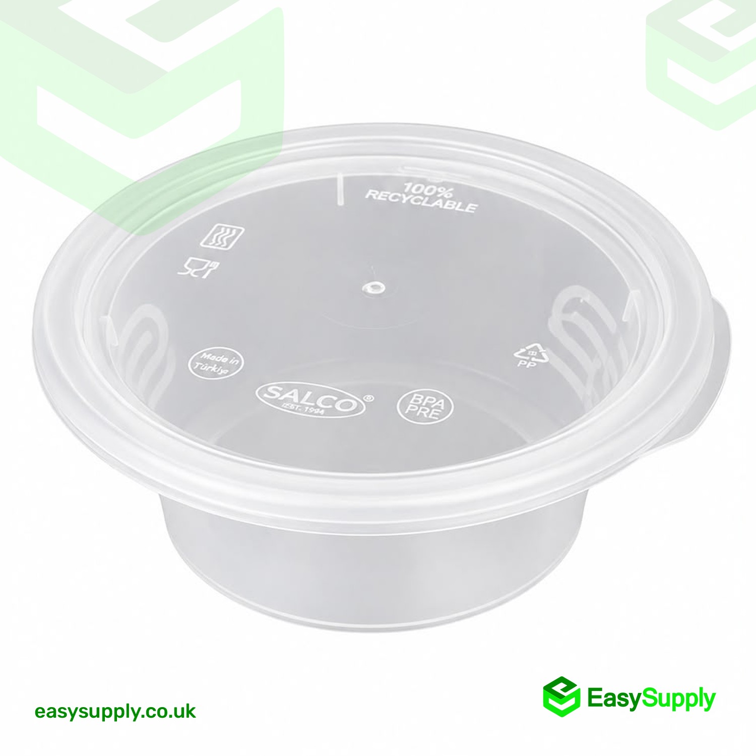 8 oz round clear pot with the lid on, top view