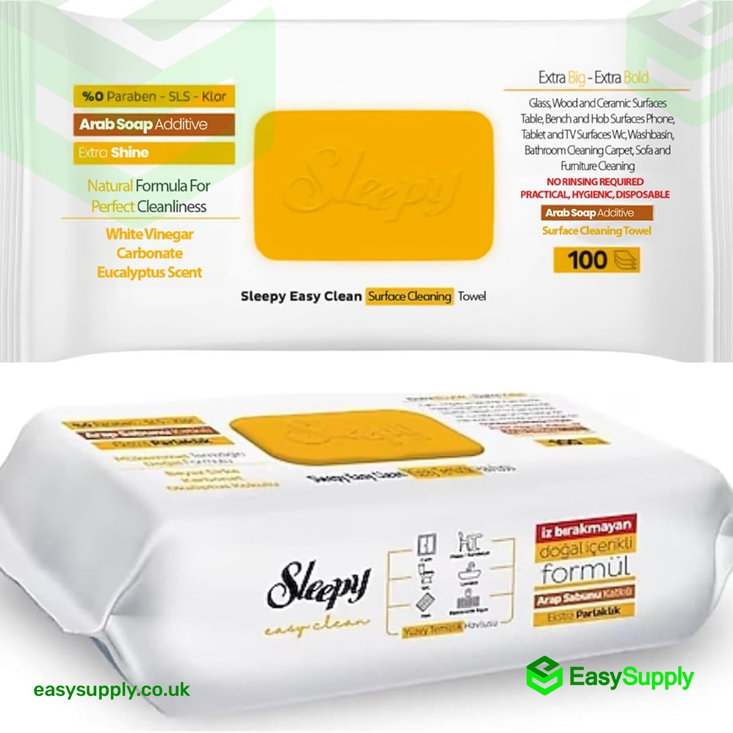 Sleepy Easy Clean Surface Cleaning Wipes - Arab Soap (100 Sheets)