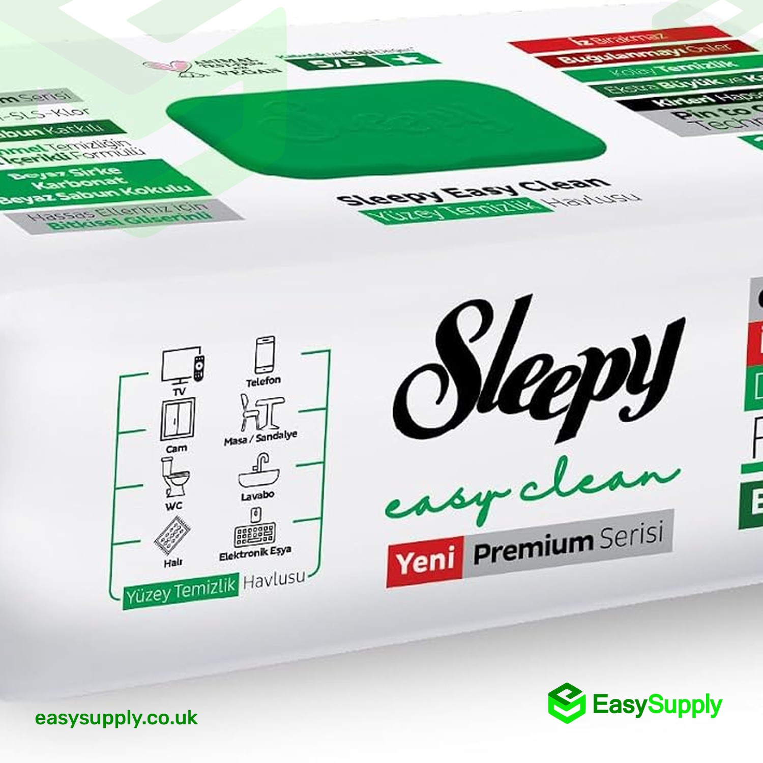Sleepy Easy Clean Premium White Soap surface cleaning wipes pack