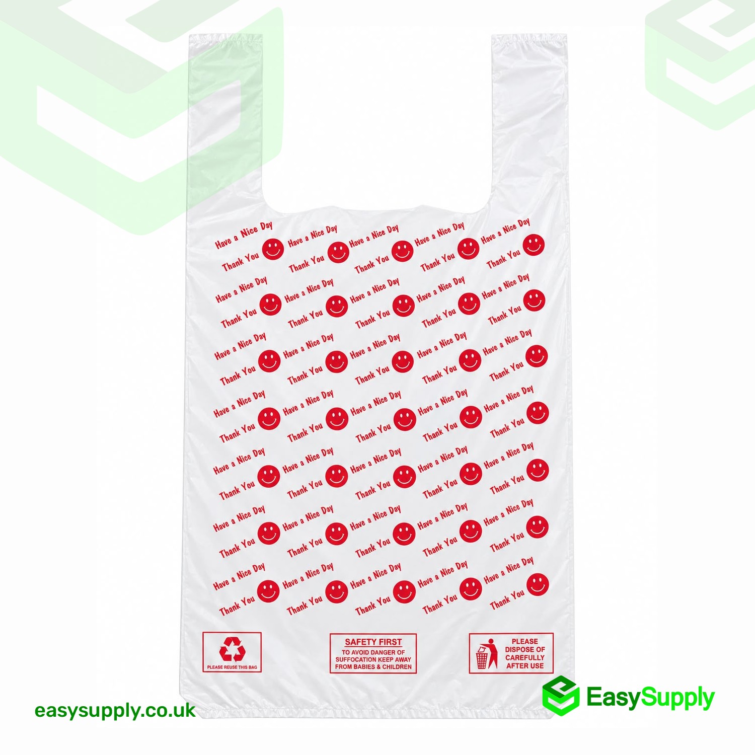 Thank You Smiley Vest Carrier Bags 13x19x23 Jumbo S5