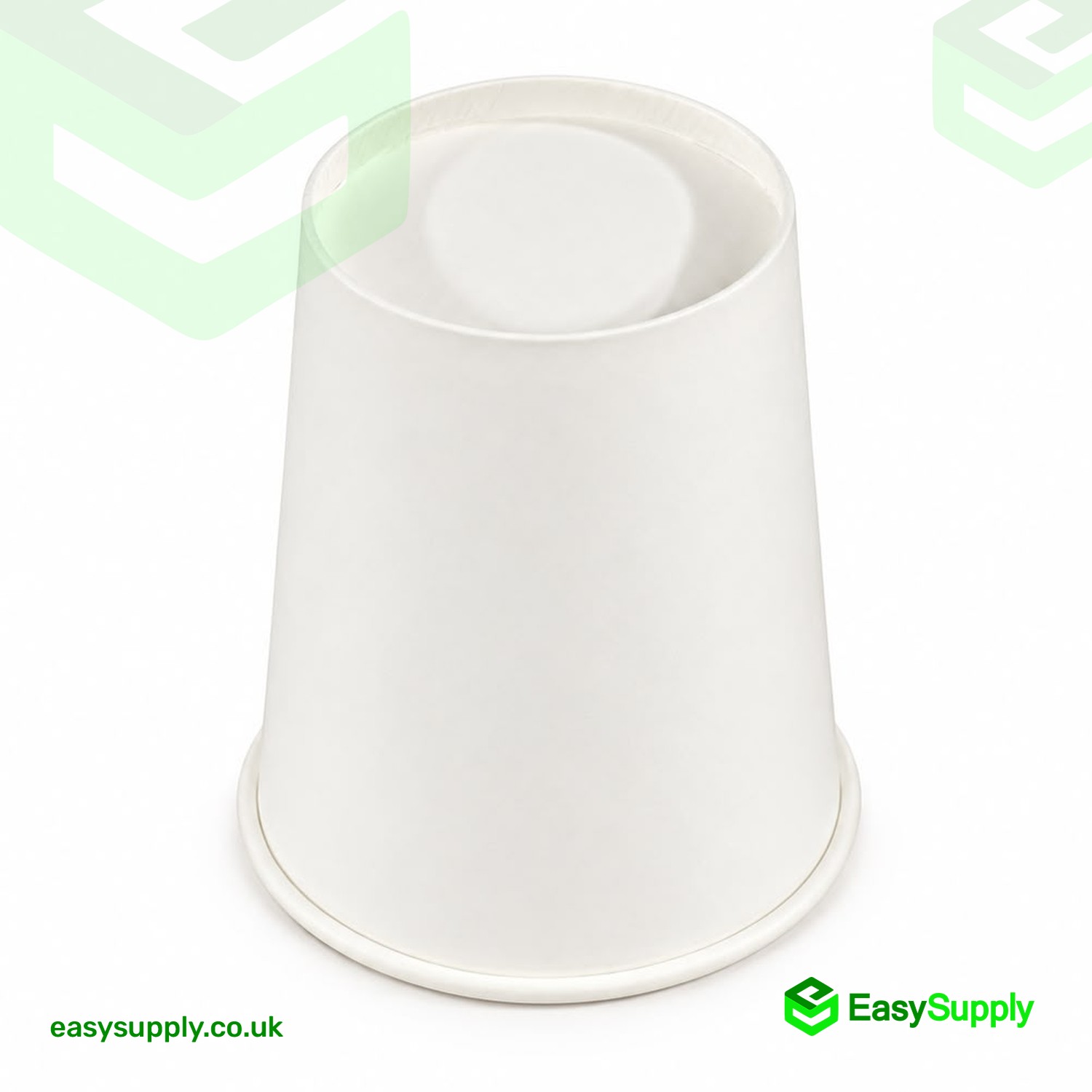 White 6 oz paper cup upside down showing the base