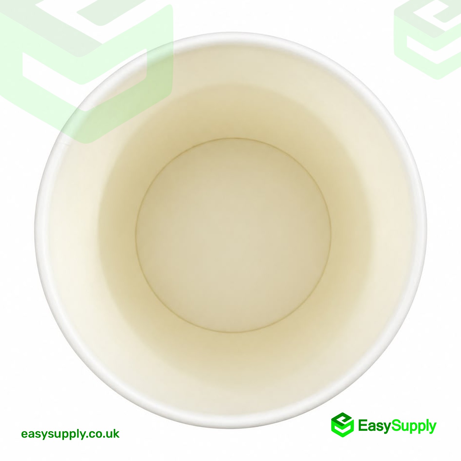 Inside of a white 8 oz single wall paper cup from above