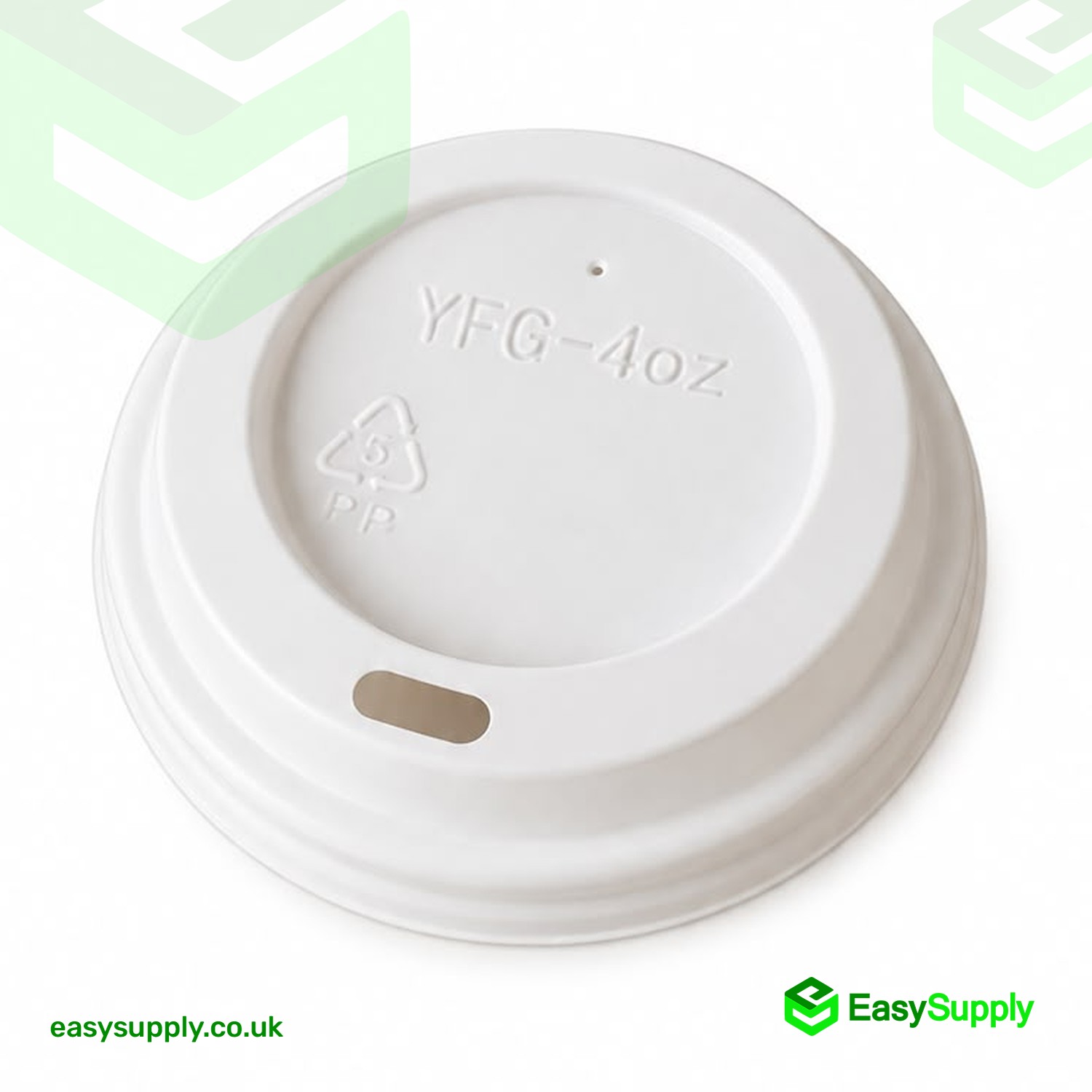 White 4 oz sip lid for small hot drink cups, side angle
