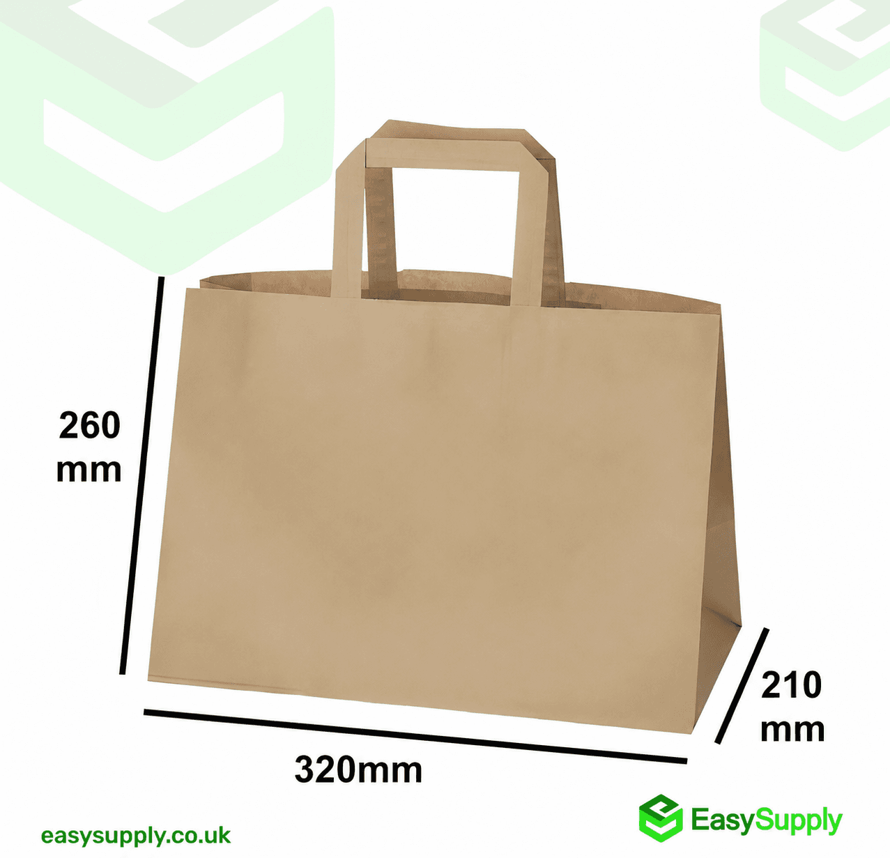 Jxxl 32 Jumbo Brown S.o.s Paper Bag Internal Flat Handles Size: 320 x 210 x 260 mm 250 Pcs  - view 3