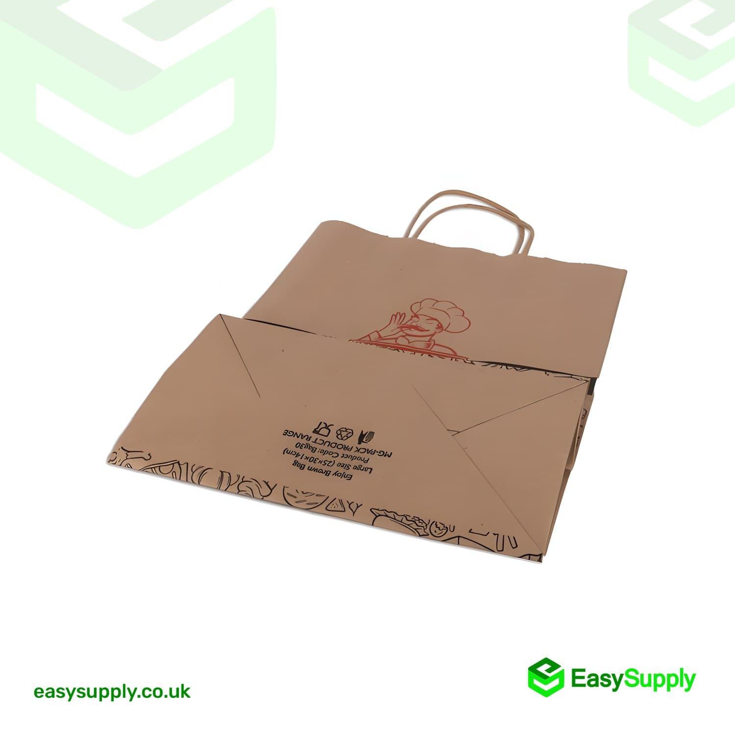 ENJOY Printed Twisted Handle Brown Paper Bags Large Size 260 x 140 x 300mm  - view 2