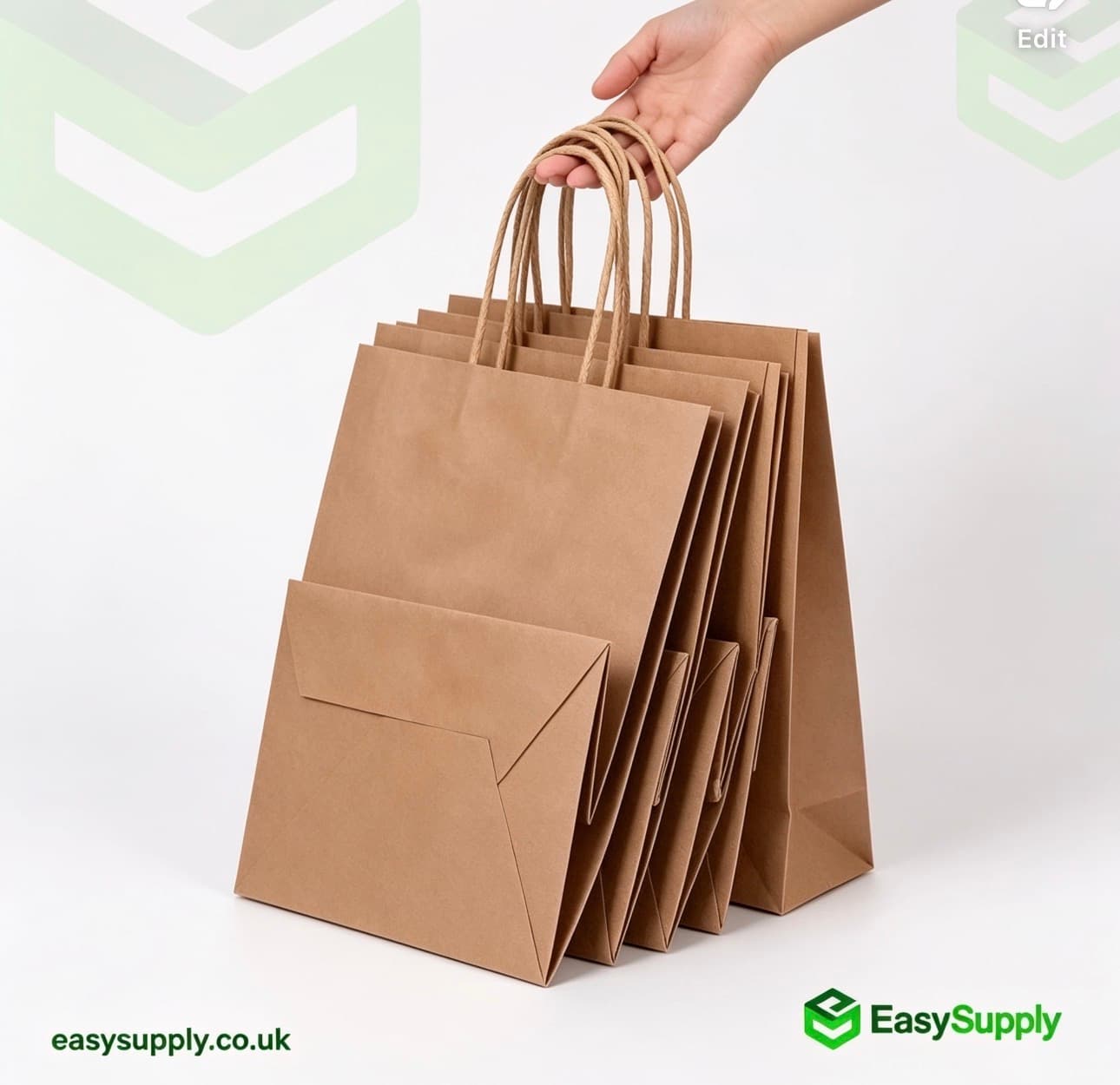 Large Twisted Handle Paper Bag Plain Brown 260 x 140 x 300 100 Pcs Aprox  - view 3
