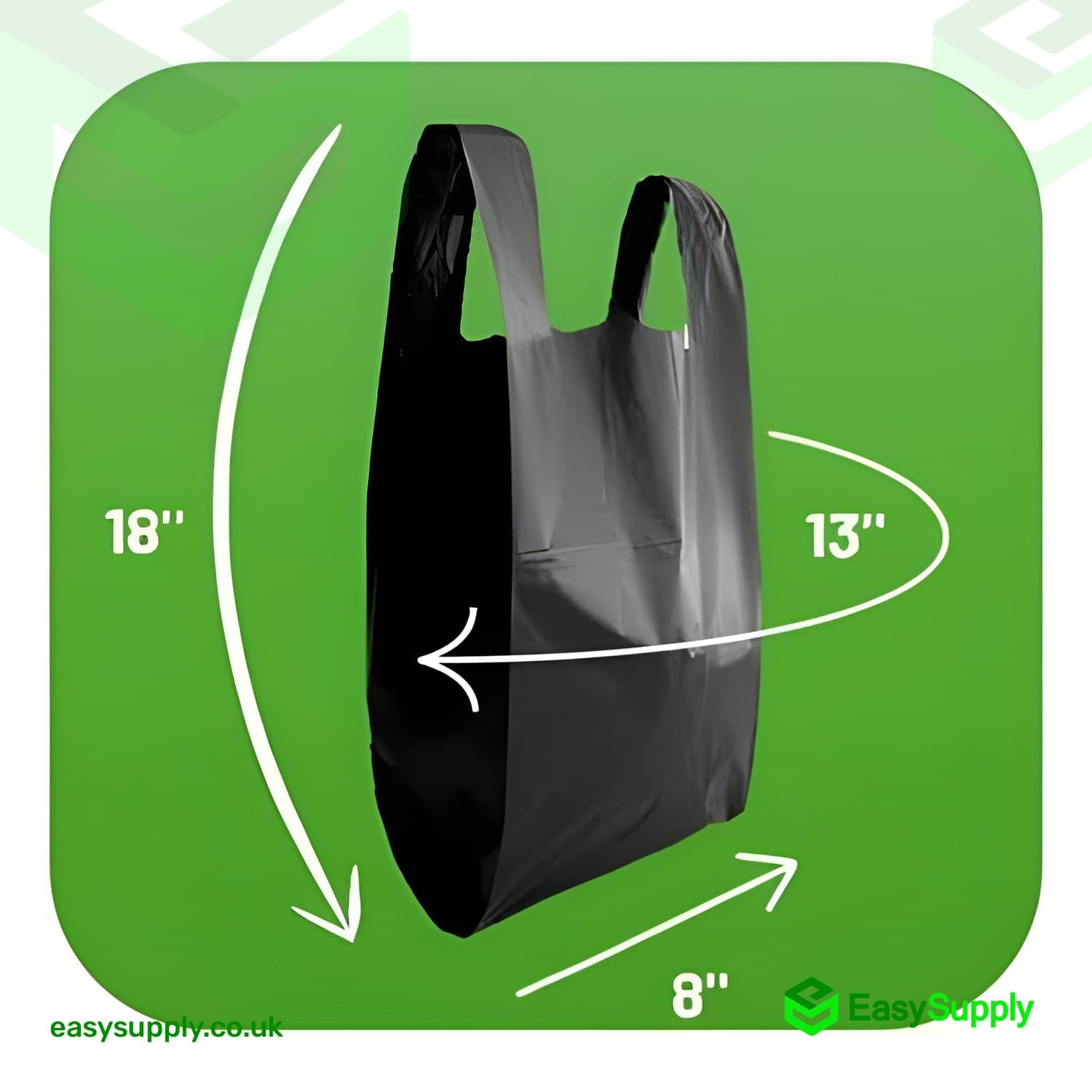 Black Vest Carriers Bags 8 x 13 x 18 Carrier Bags - view 4