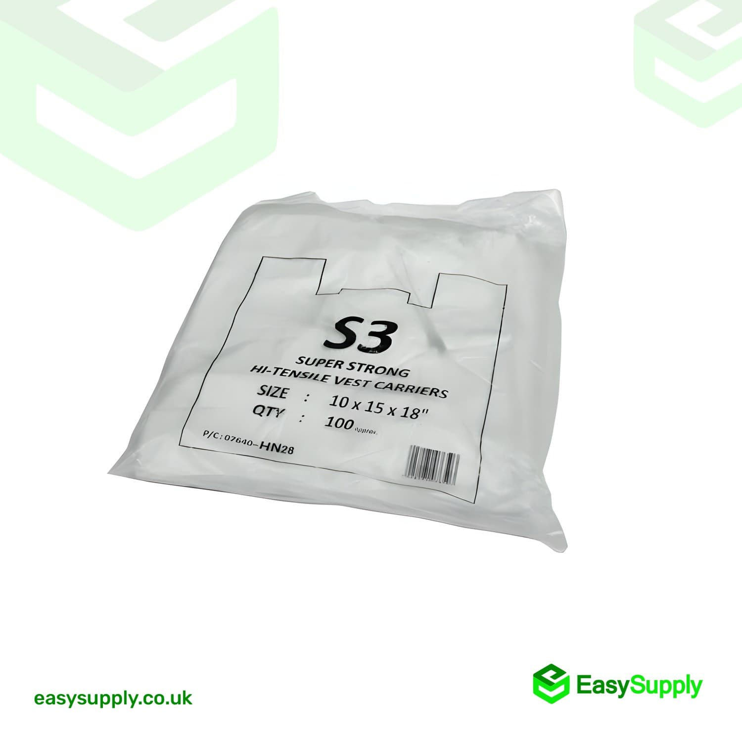 Medium White Vest Carriers Bags 10x15x18  S3 - view 2