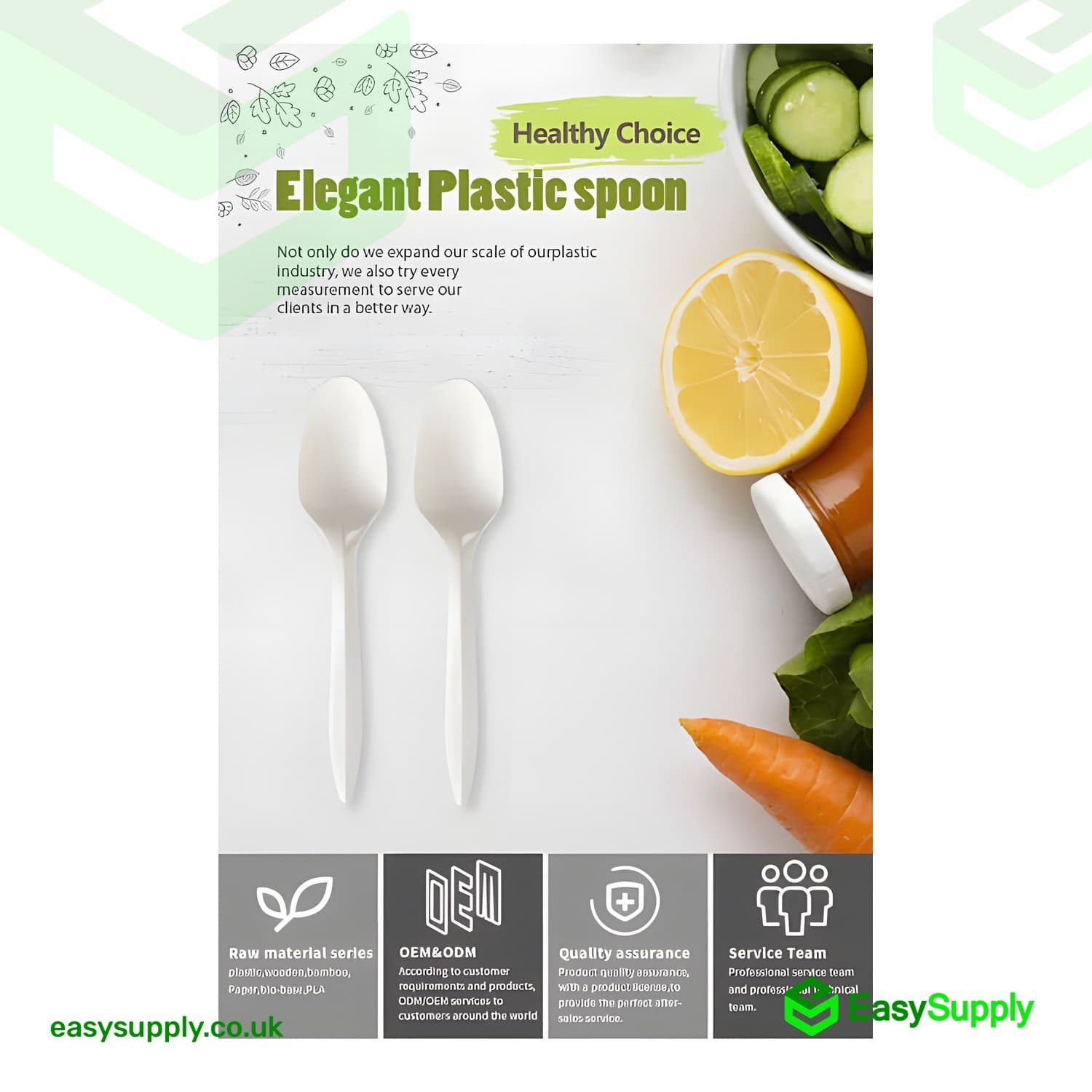 PP White Spoon Heavy Duty - Reusable 180mm  - view 2