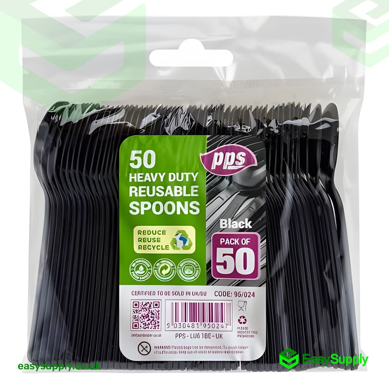 Black Reusable Heavy Duty Spoon 180 mm  - view 2