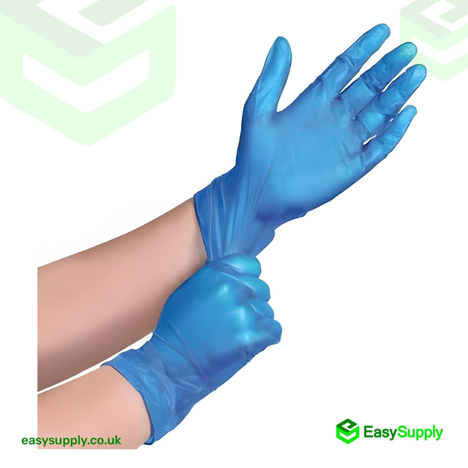 Large Blue Vinyl Powder Free Gloves - view 3